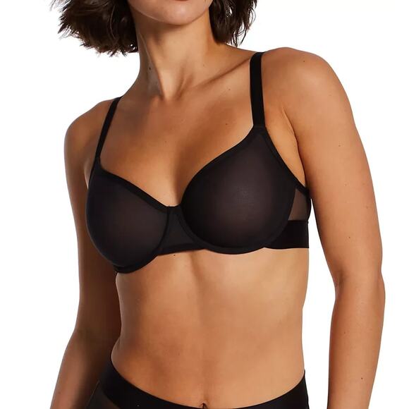 Dkny Women's Sheers Unlined Demi Bra, DK4085, Black, Size 36DD 0132 - Picture 1 of 3